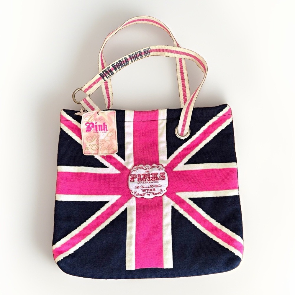 Vintage Victoria's Secret PINK Love & Rock N Roll '86 Tour Tote Bag Union Jack